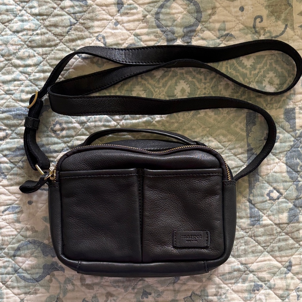 Black Genuine Leather Crossbody Bag by Margot